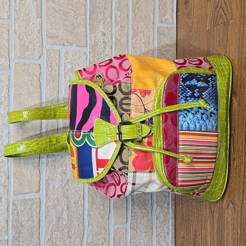 Mixed Media Patchwork Bright Graphic Backpack - image 1